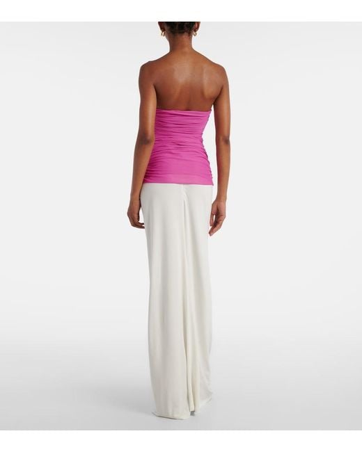 Christopher Esber Pink Salacia Strapless Ruched Top