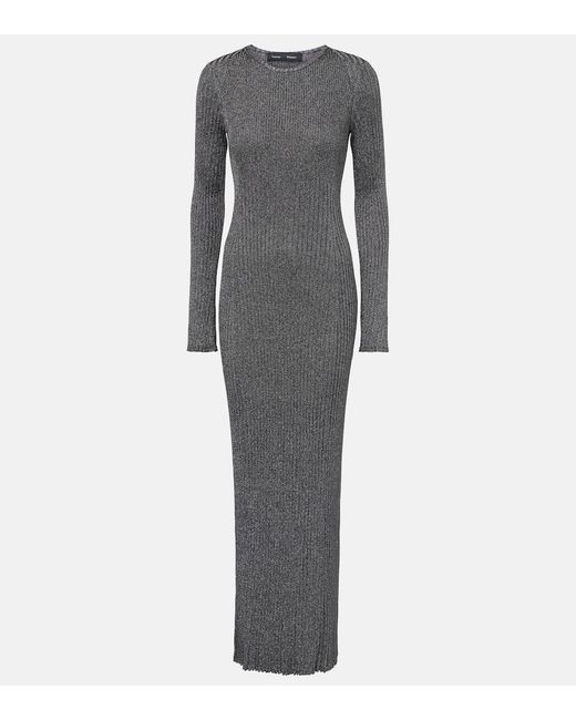 Proenza Schouler Gray Joni Ribbed-Knit Lame Maxi Dress