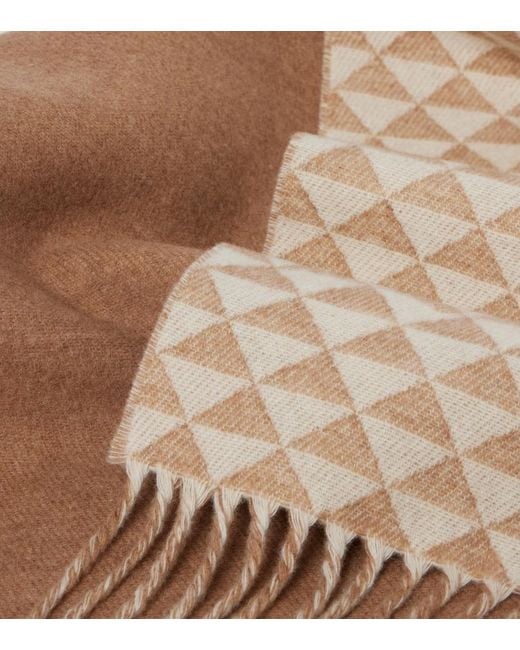 Prada Natural Symbole Wool And Cashmere Scarf