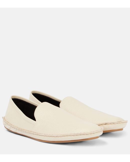 The Row Natural Vasko Leather Slip-On Shoes
