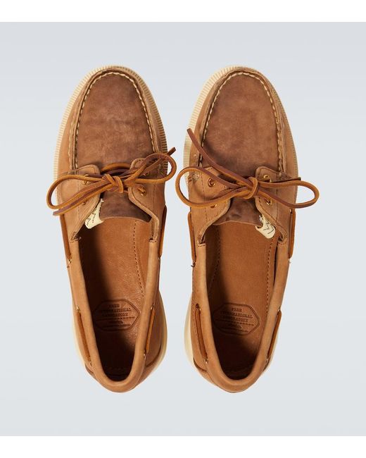 Visvim Brown Americana Ii Eye-folk Leather Boat Shoes for men