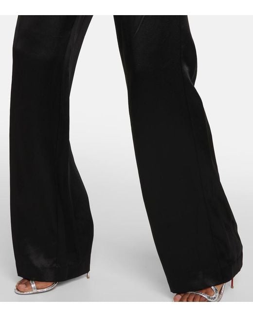 The Sei Black High-Rise Wide-Leg Silk Satin Pants