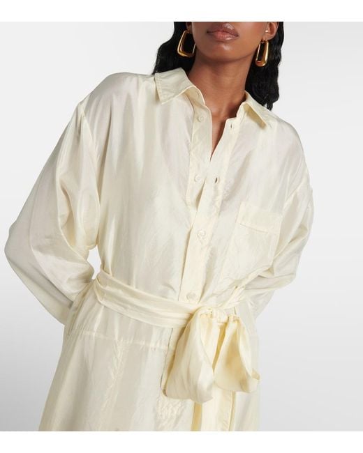 Plan C Natural Belted Silk Shirtdress