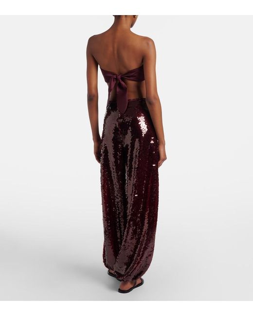 Adriana Degreas Red Sequined Balloon Pants