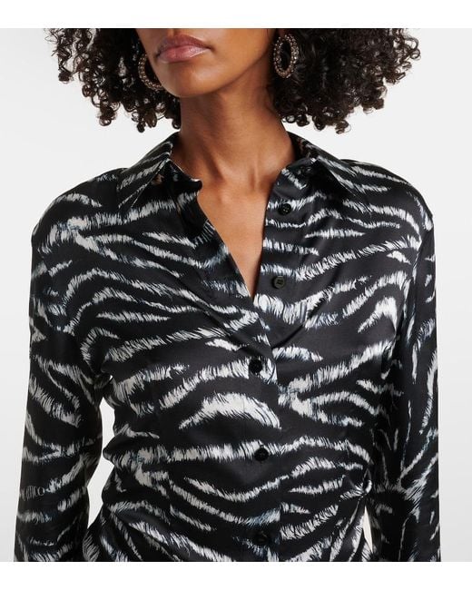 The Attico Black Zebra-Print Satin Shirt