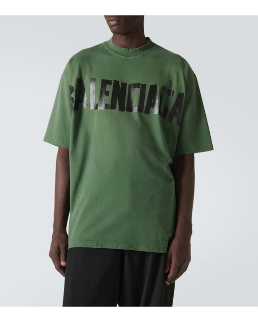 Balenciaga Green Oversized Logo T-Shirt for men