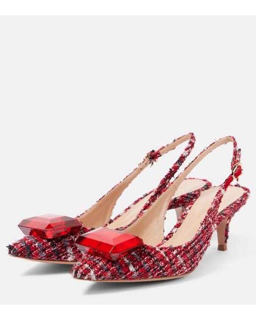 Gianvito Rossi Red Jaipur Boucle Slingback Pumps