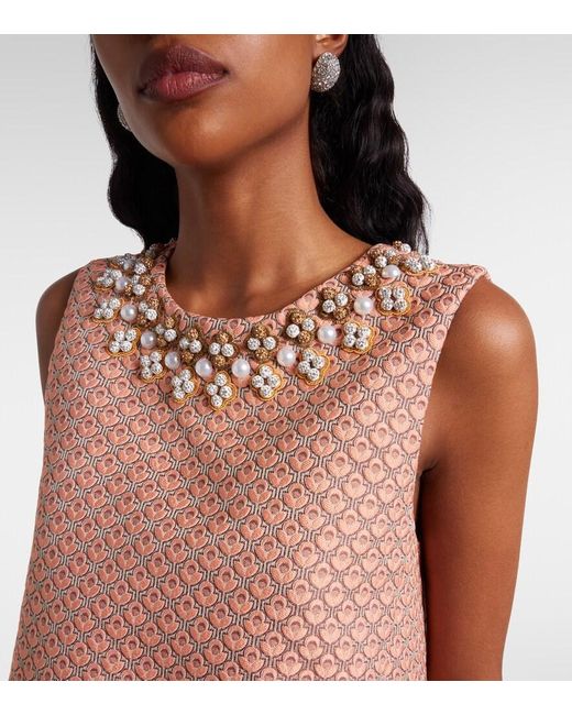 LaDoubleJ Pink La Scala Floral Jacquard Top