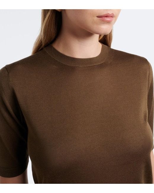 Max Mara Green Silk And Cashmere Top