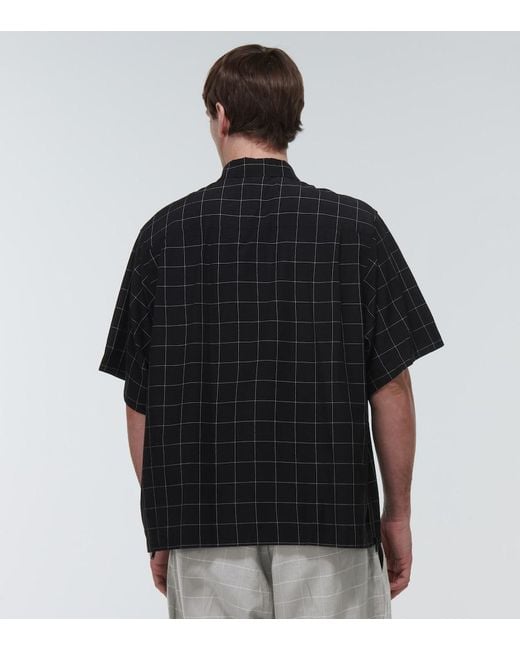 Undercover Black Checked Silk-Blend Shirt for men