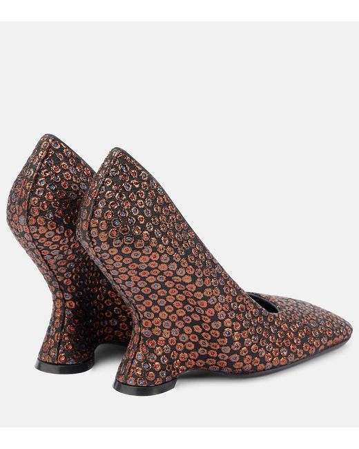 Dries Van Noten Brown Jacquard Wedge Pumps