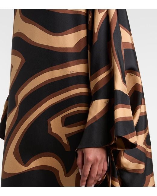 Emilio Pucci Brown Labirinto Silk Satin Kaftan