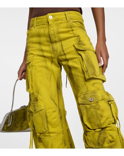 The Attico Yellow Fern Mid-rise Cargo Jeans