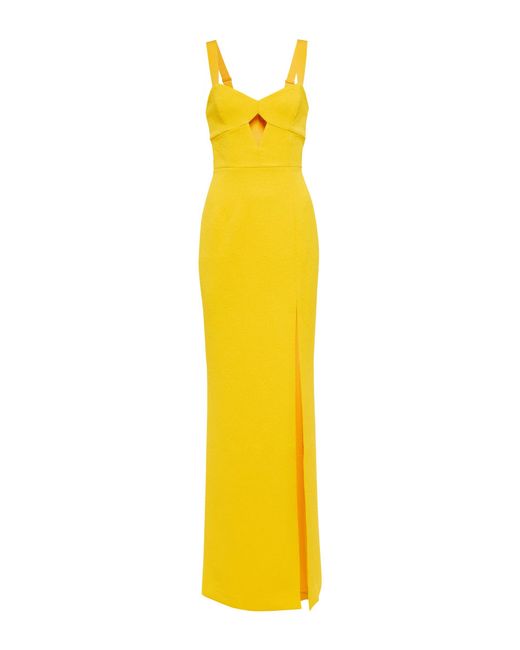 Rebecca Vallance Yellow Jacklyn Cutout Crepe Gown