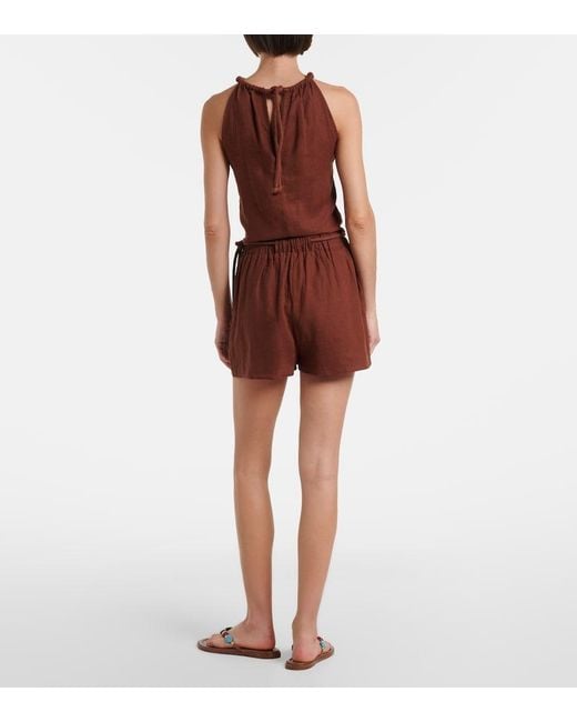 ViX Brown Janet Linen-Blend Shorts