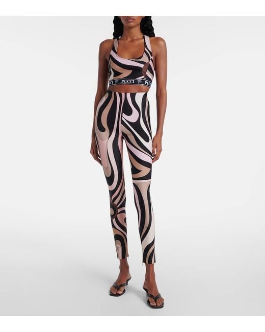 Emilio Pucci Black Printed Sports Bra