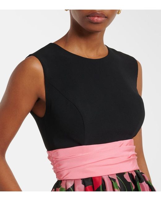 Carolina Herrera Red Silk Midi Dress