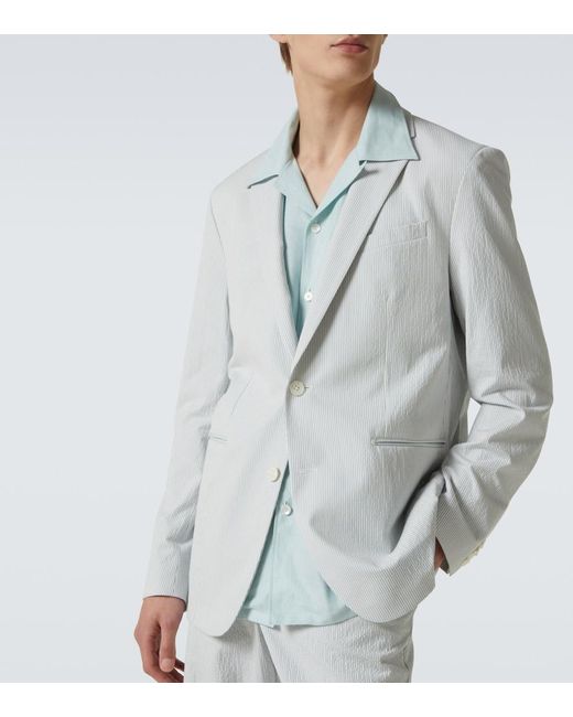 Orlebar Brown White Garret Cotton-Blend Seersucker Blazer for men