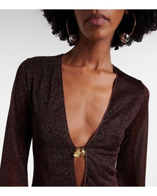 Oseree Brown Lumiere Embellished Beach Dress