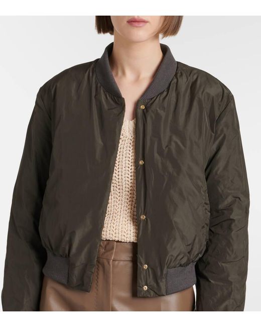 Max Mara Green Bsoft Quilted Bomber Jacket