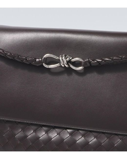 Bottega Veneta Black Andiamo Medium Leather Messenger Bag for men