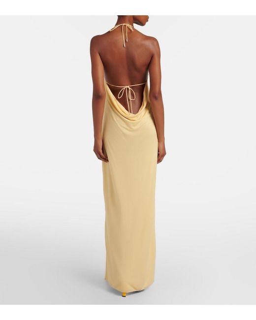 Loewe Metallic Paula's Ibiza Crepe Jersey Maxi Dress