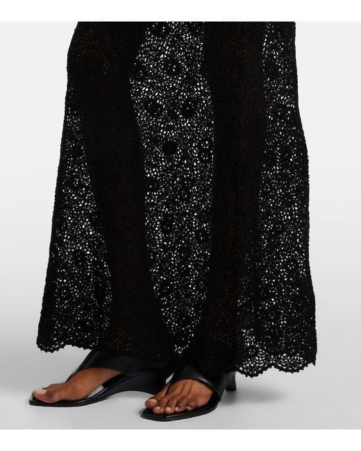 Nili Lotan Black Nika Crochet Cotton Maxi Skirt