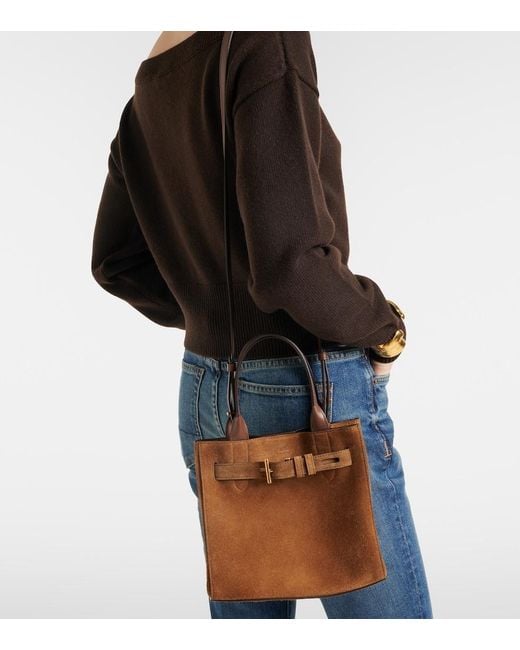 Tom Ford Brown Audrey Small Suede Tote Bag