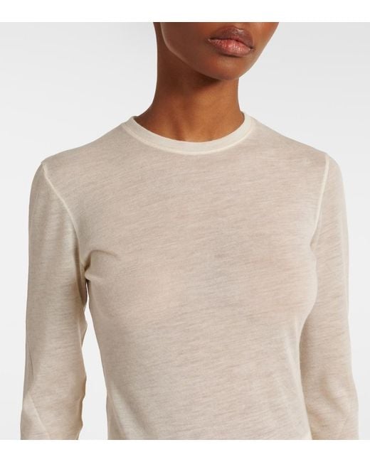 The Row White Iverness Cashmere Top