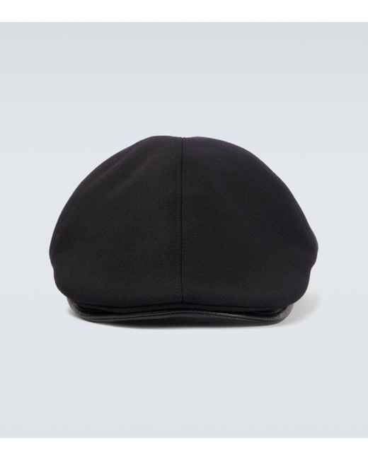 Giorgio Armani Black Wool And Cashmere-blend Flat Cap for men