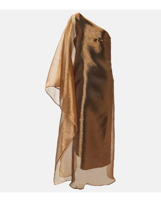 ‎Taller Marmo Brown Betsy One-Shoulder Cady Maxi Dress