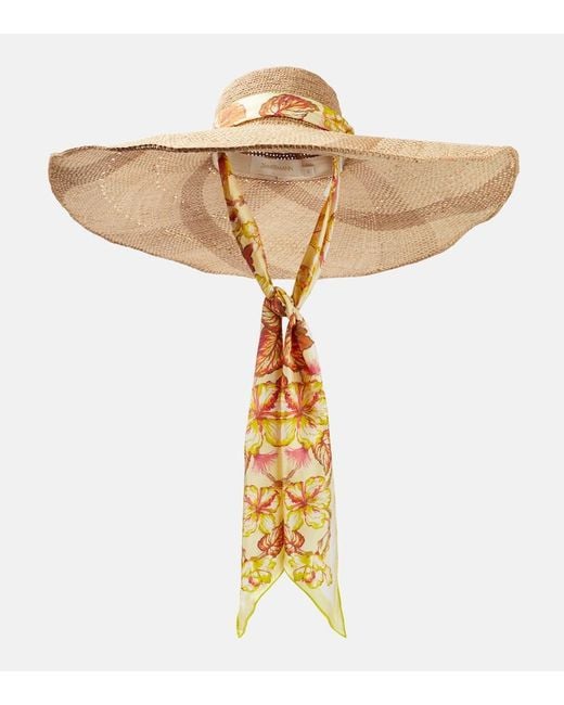 Zimmermann Metallic Hut aus Raffiabast mit Seide