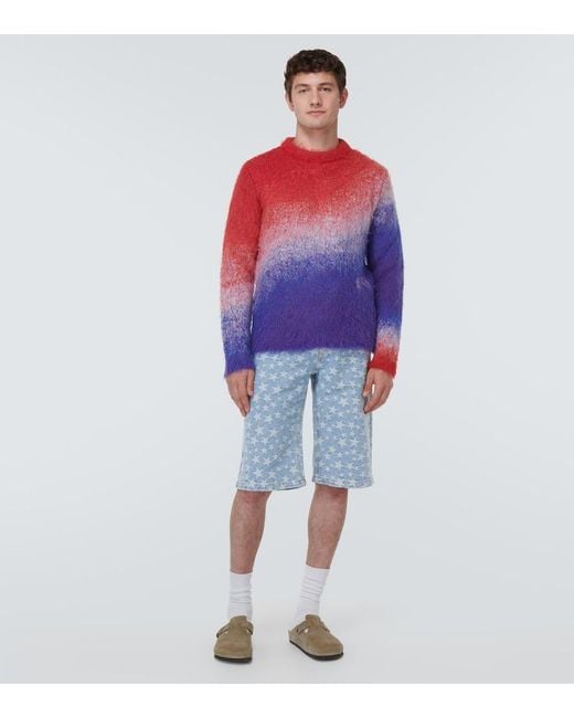 ERL Red Gradient Mohair-Blend Sweater for men