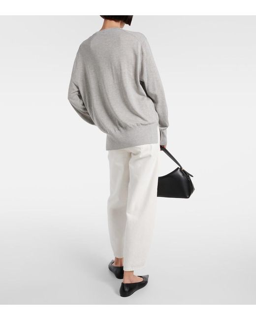 Totême Gray Silk And Cashmere-Blend Sweater
