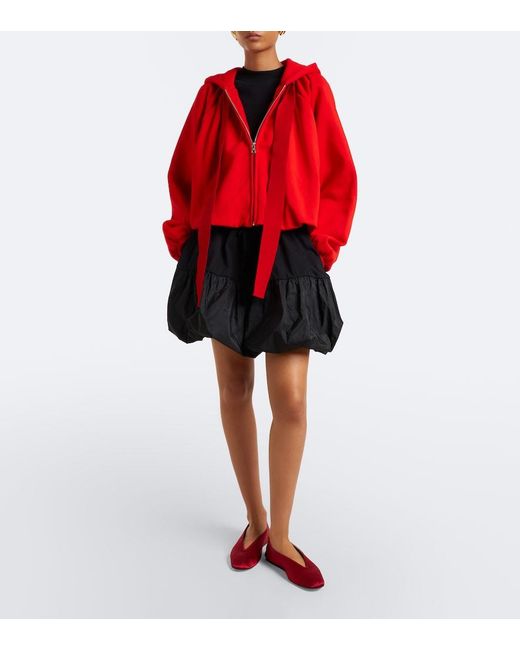 Patou Red Cotton Zip-Up Hoodie