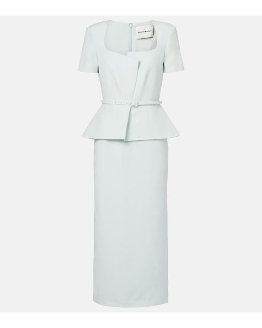 Roland Mouret White Wool And Slik Midi Dress