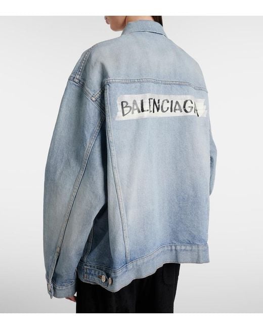 Chaqueta De Denim Con Logo Balenciaga de color Blue