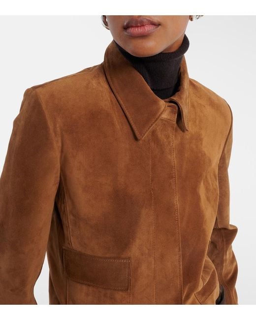 Nour Hammour Brown Bleeker Cropped Suede Jacket