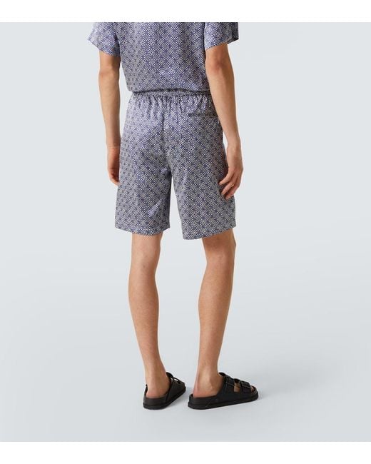 Frescobol Carioca Blue Palma Silk-Blend Bermuda Shorts for men