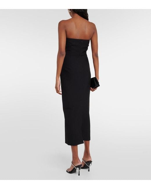 Roland Mouret Black Strapless Panelled Midi Dress