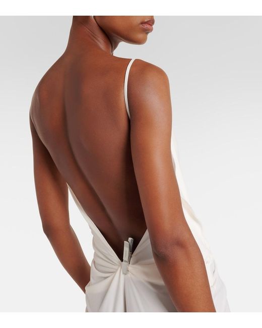 Coperni White Draped Embellished Jersey Maxi Dress