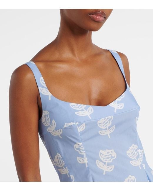 Marni Blue Floral Cotton Midi Dress