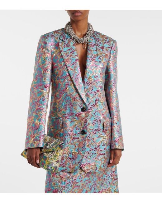 Dries Van Noten Blue Basti Jacquard Jacket