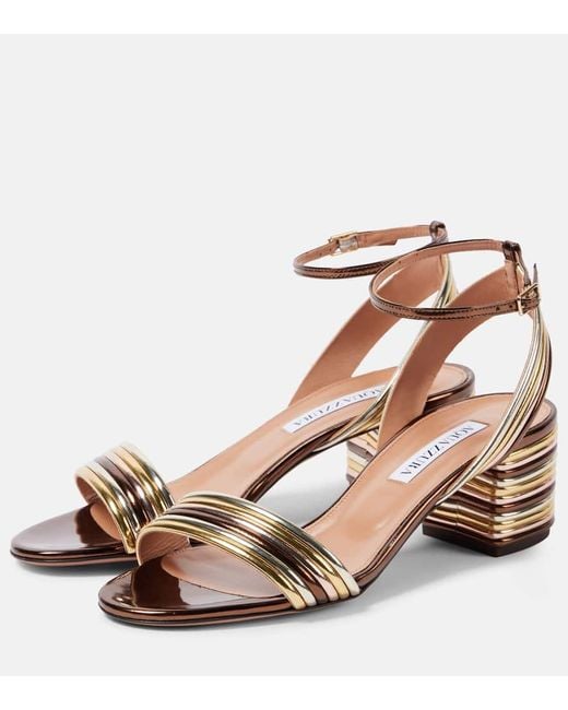 Aquazzura Brown Sandalen Sundance 50 Aus Metallic-Lederimitat