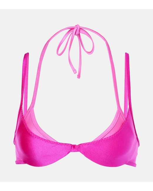 SAME Pink Double Layer Bikini Top