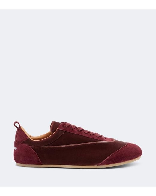 Jil Sander Red Etage Suede-Trimmed Velvet Sneakers