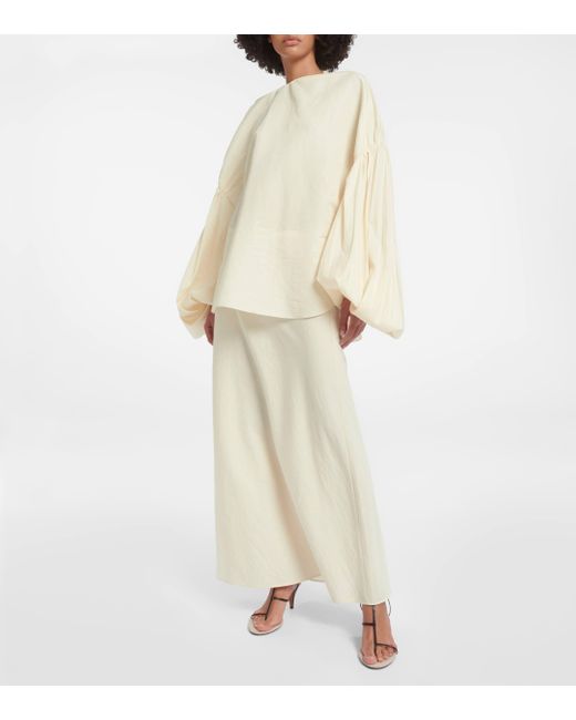 Jupe longue Mauva en soie et coton Khaite en coloris White