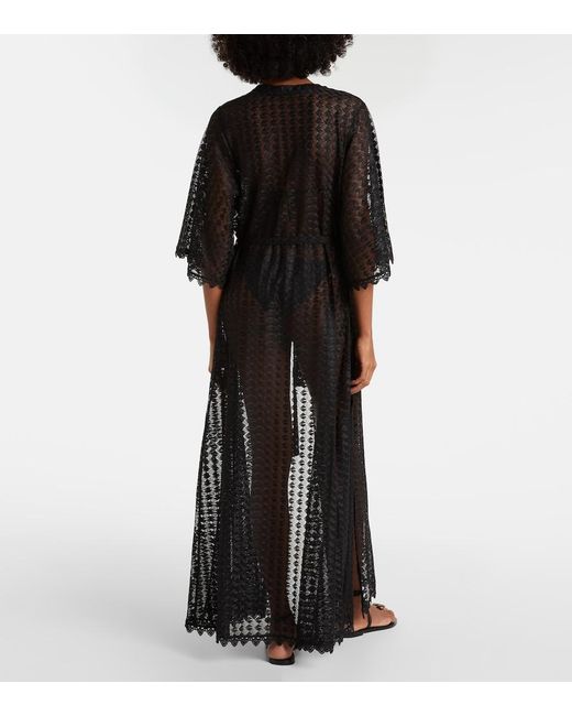 Melissa Odabash Black Talitha Semi-Sheer Kaftan