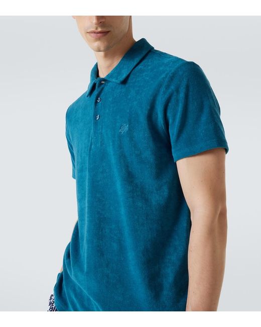 Vilebrequin Blue Cotton-Blend Terry Polo Shirt for men