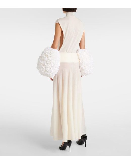 Alaïa White Low-Rise Virgin Wool Maxi Skirt